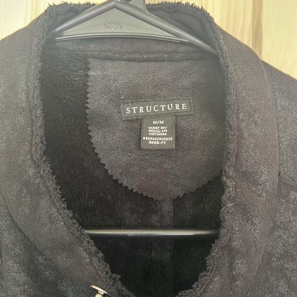 Structure Black Faux Suede Winter Jacket With Fleece Lining Size Medium / Large - Picture 4 of 8